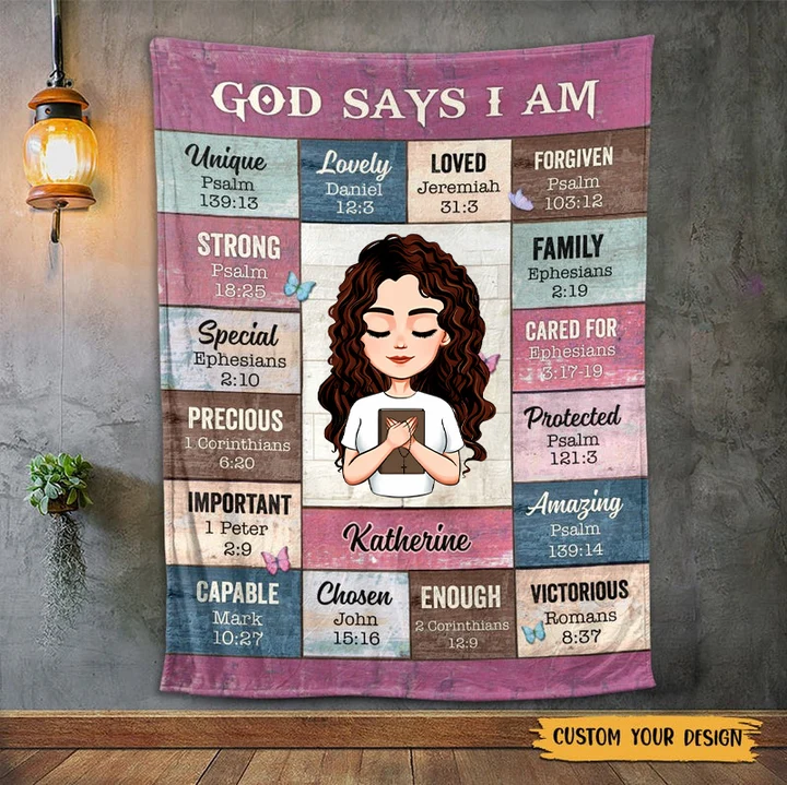God Says I Am - Personalized Blanket