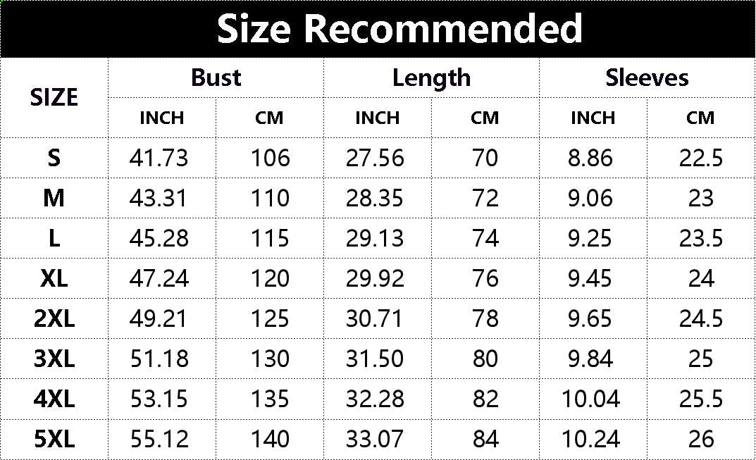 Men's Christian Receipt Crew-neck Short Sleeve T-shirt size guide