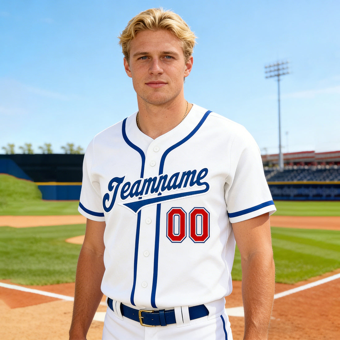 Men's Customized Baseball Jersey Full Button Short Sleeve Custom Baseball Shirts Tops