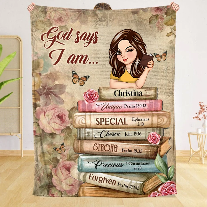 God Says I Am With Books - Personalized Blanket - Thoughtful Gift For Birthday