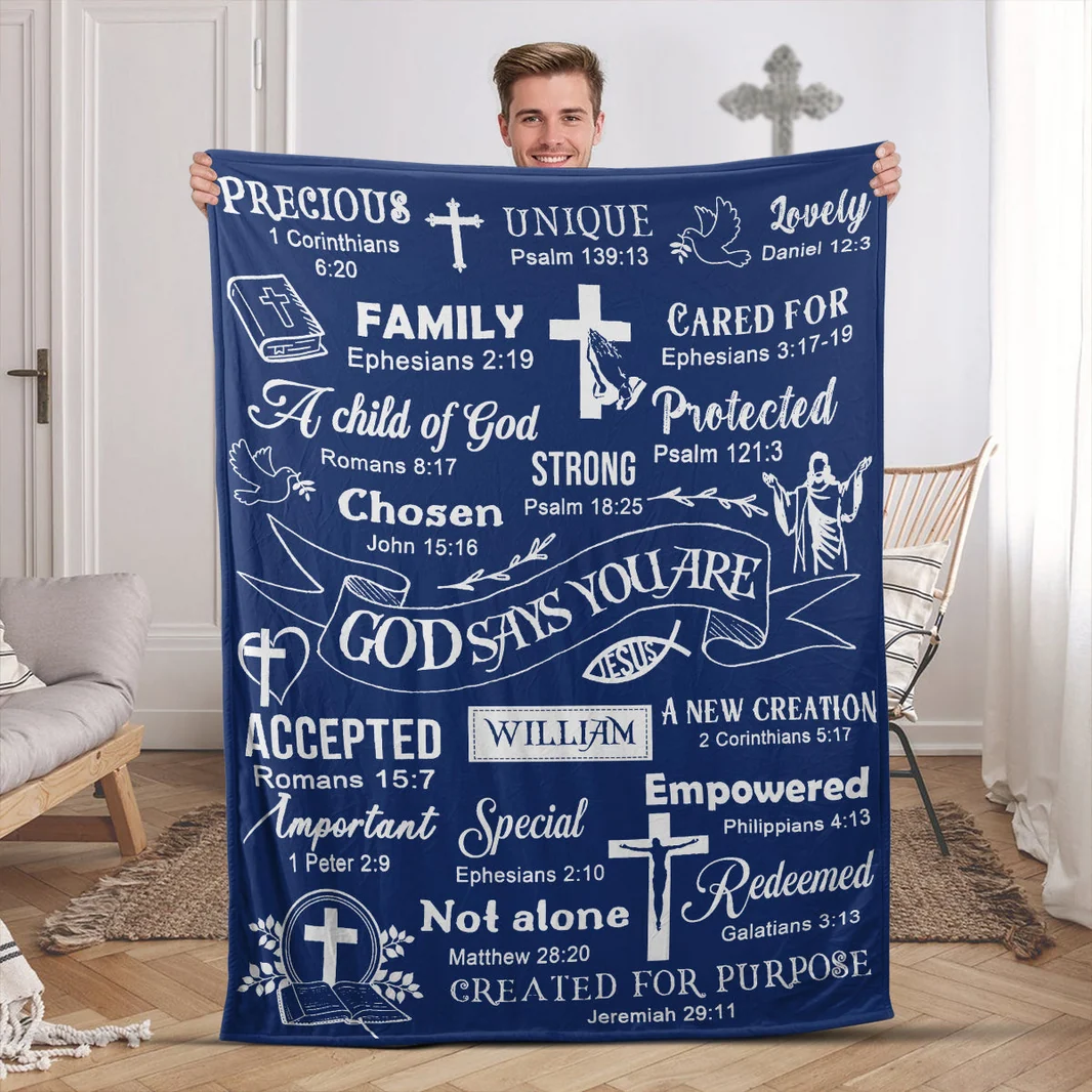 God Says You Are - Personalized Fleece Blanket