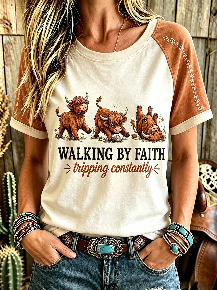 Women's Walking By Faith Tripping Constantly T-shirt