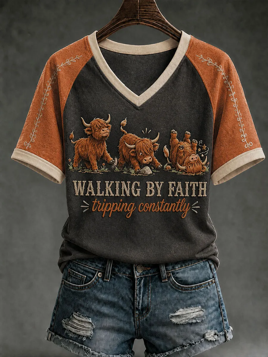 Women's Walking By Faith Tripping Constantly T-shirt