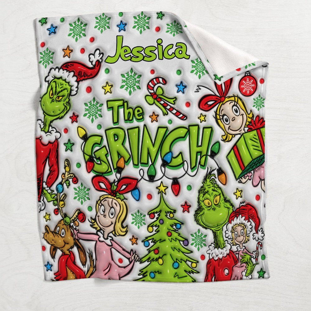 Green Monster Merry Christmas With The Grch - Personalized Blanket