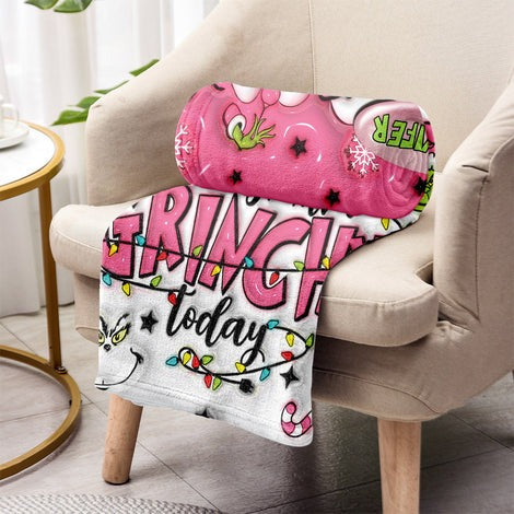 Grch Green Monster Feeling Extra Grinchy Today - Personalized Christmas Blanket