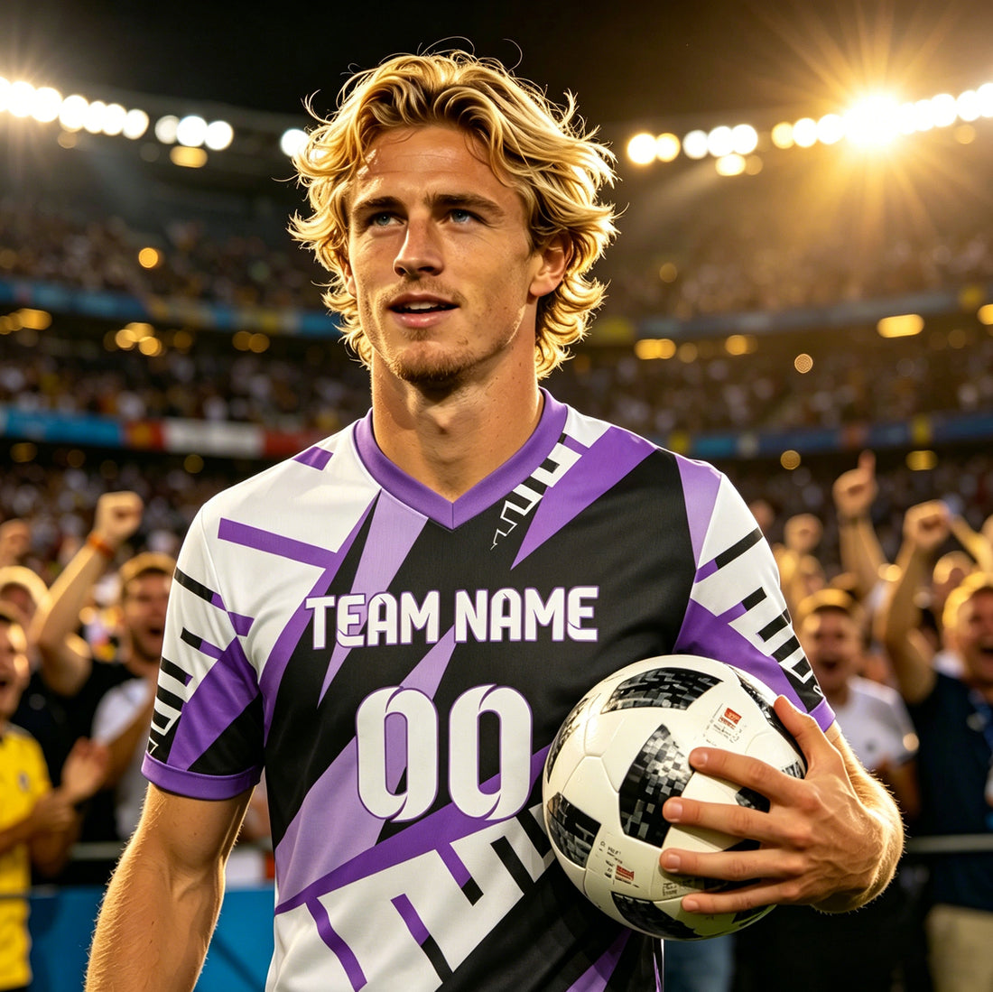 Men's Custom Football Jersey Purple Pattern Personalized Team Name Number Practice Jerseys Customized Football Shirt Tops