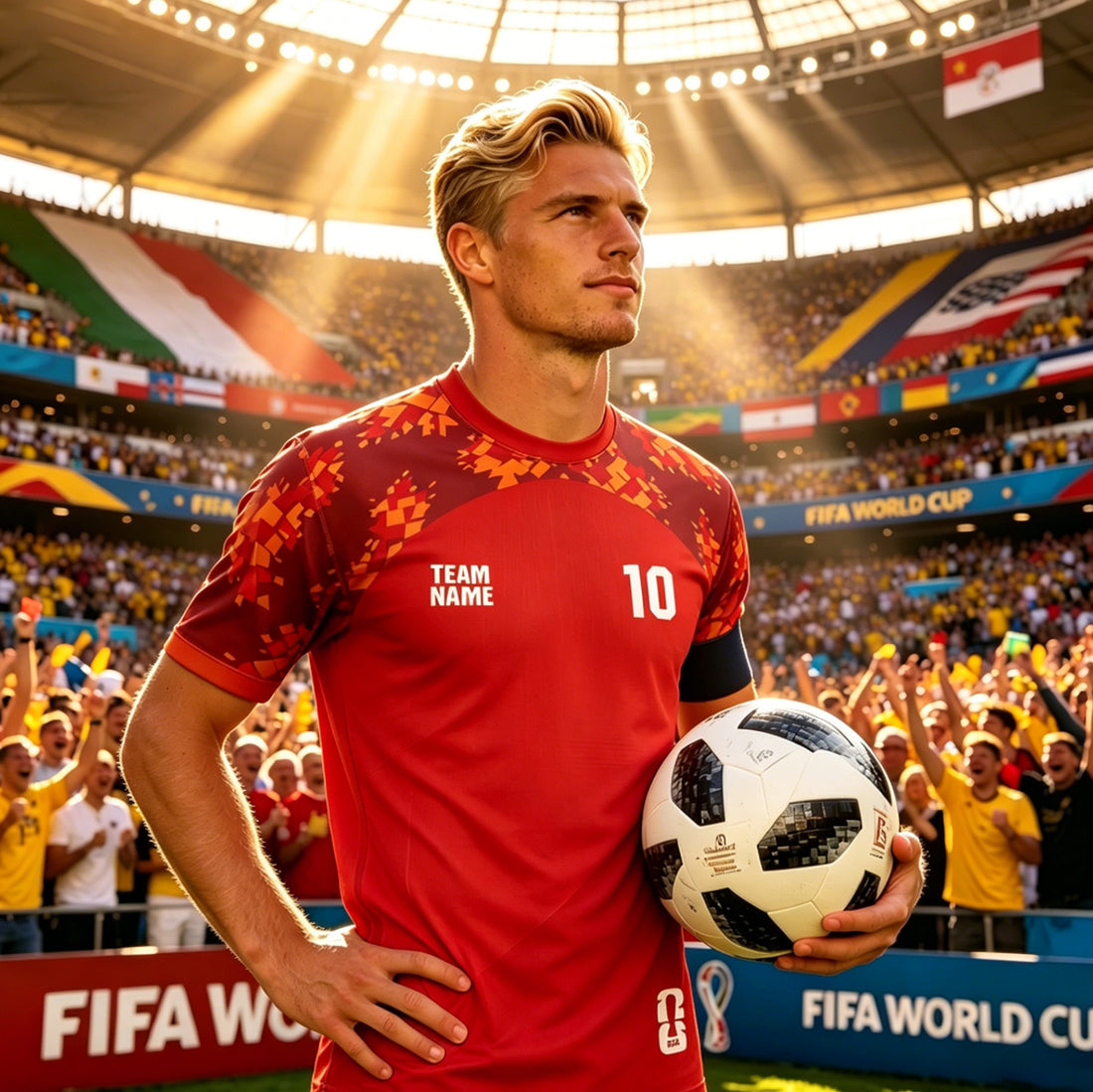 Classic Custom Football Jerseys for Men 2026 Football Match Unisex Red Crew Neck Sport Shirts Casual Fitness Tops
