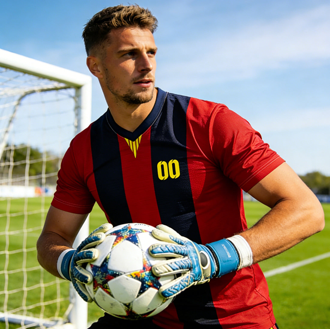Men's Custom Soccer Jersey Stripe Red Blue Custom Name Number America Shirt Personalized Soccer Uniform Tops