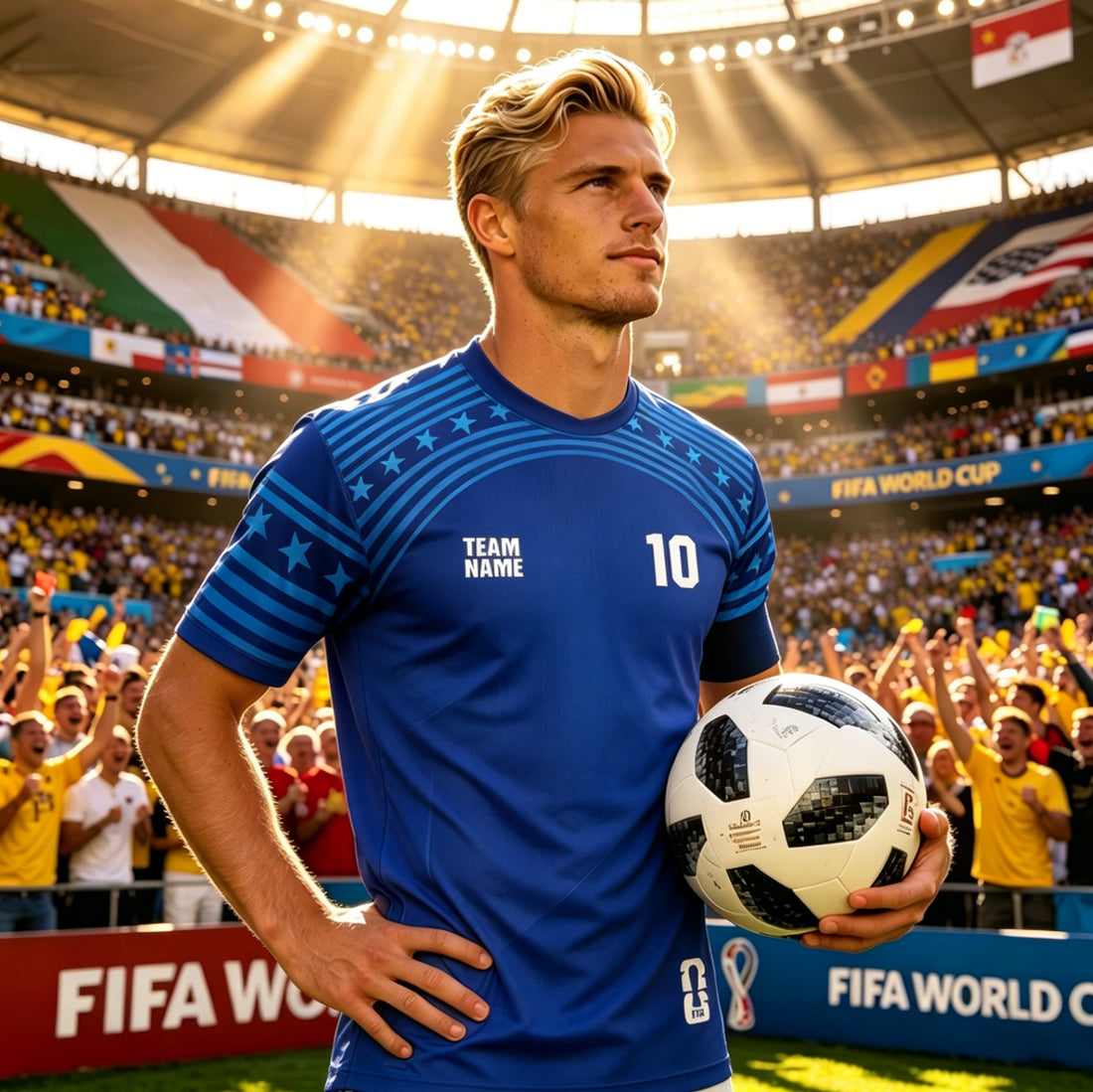 Classic Custom Football Jerseys for Men 2026 Football Match Unisex Blue Crew Neck Sport Shirts Casual Fitness Tops