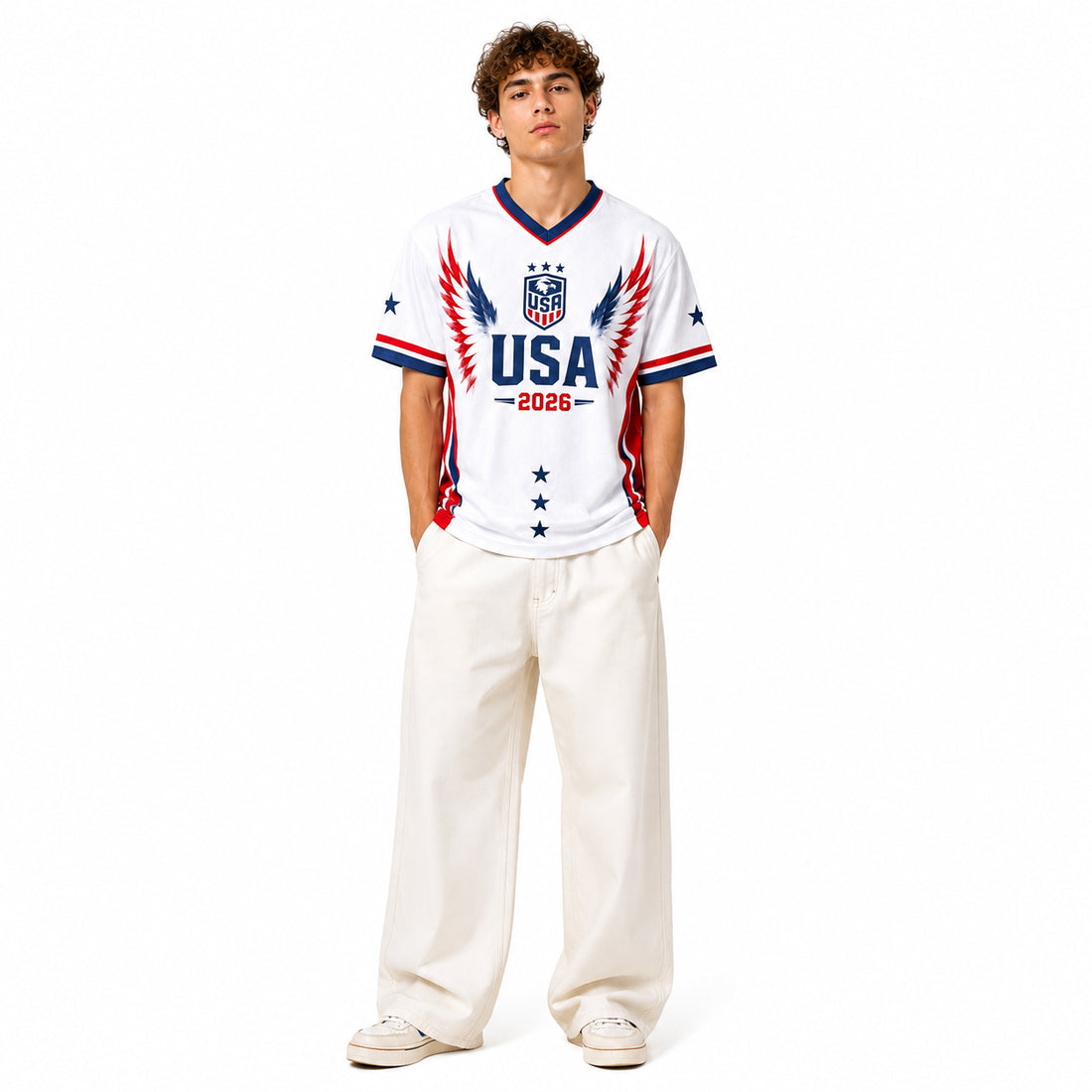 Men USA V Neck American Custom Jersey Tops