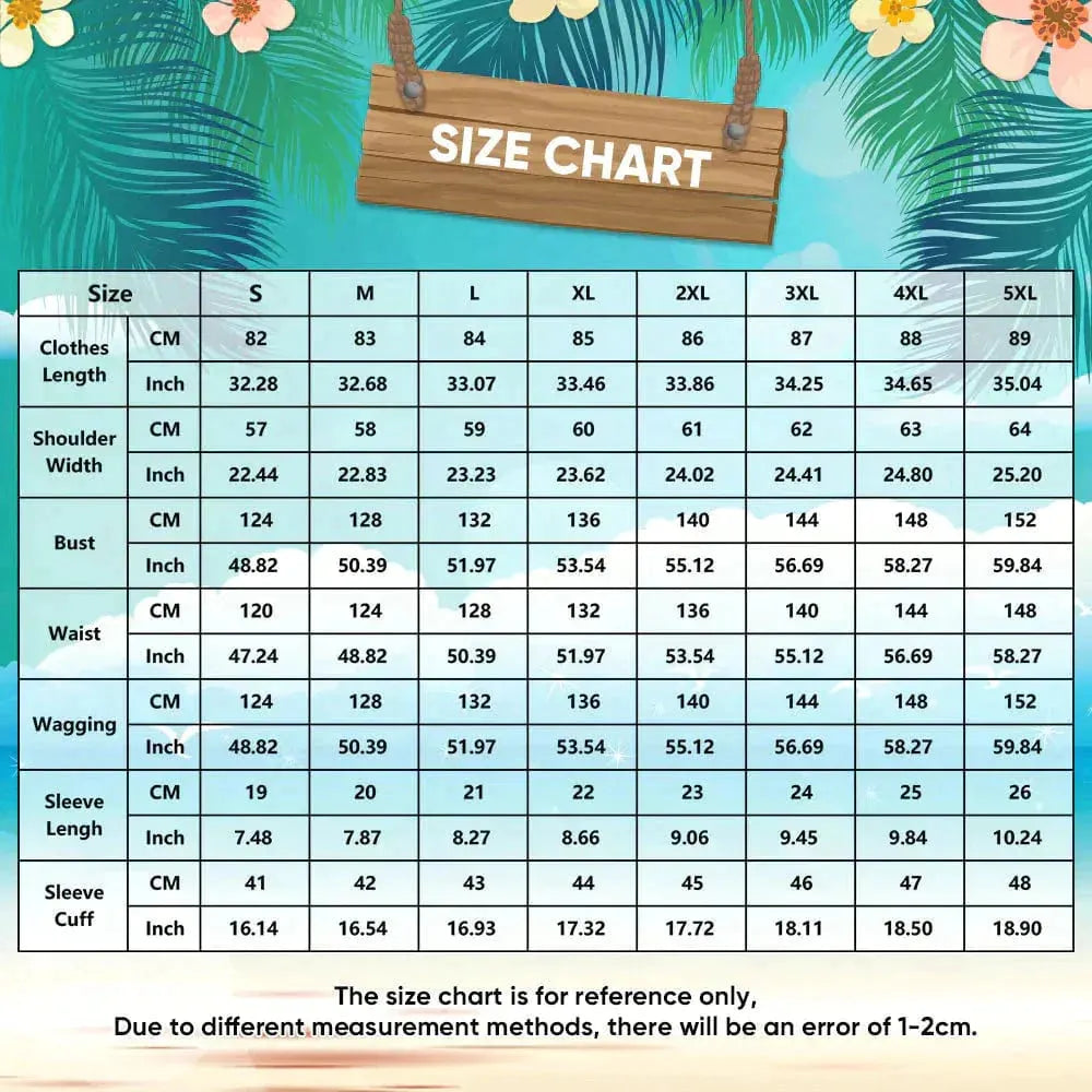 Custom Photo Hawaiian Shirt With Face Gifts for Beach Party Gifts size guide