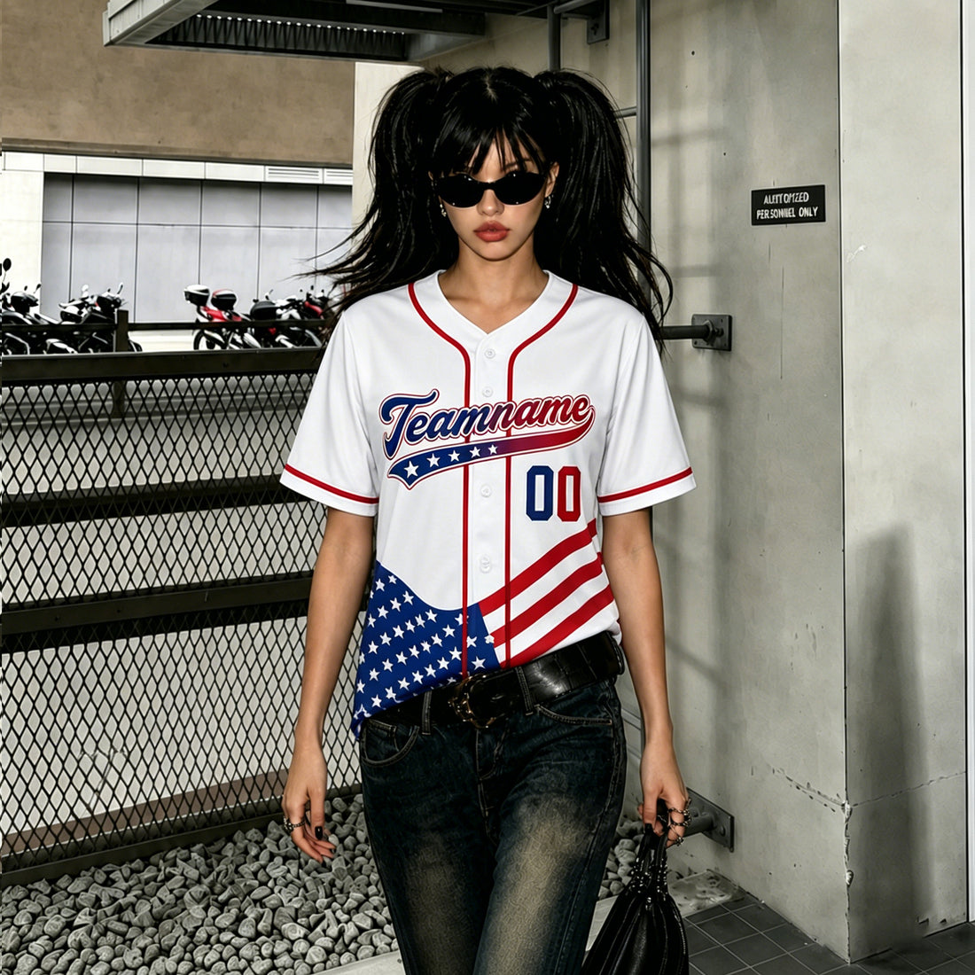 Women's Custom Baseball Jersey Baseball White Graphic Button Down Plain Sports Active V Neck Tee Tops