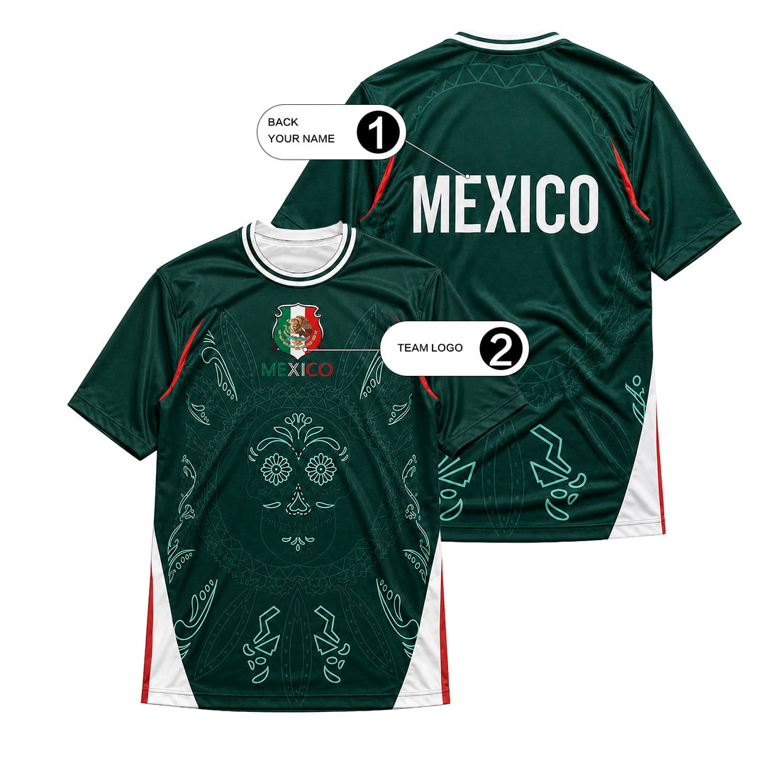 Men Mexico Soccer Jersey Shirt Custom Name Logo Tops