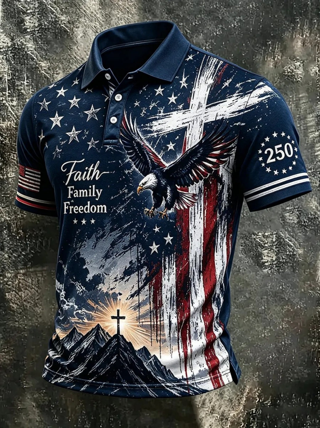 USA Flag - 250Th Men'S Christian Patriotic Golf Polo Shirt