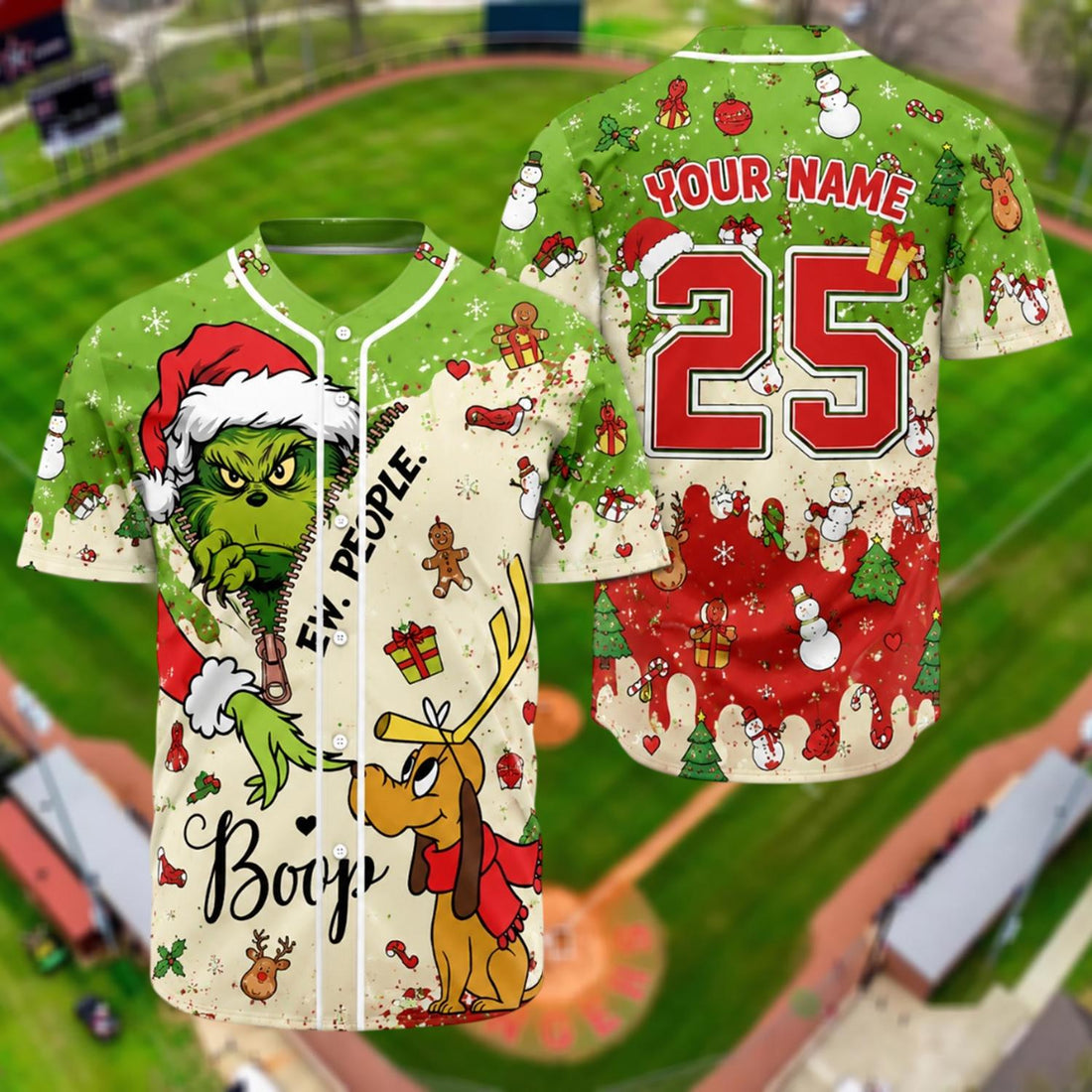 Custom Green Baseball Jersey Green Lover Baseball Shirt, Funny Christmas Gift, Family Holiday